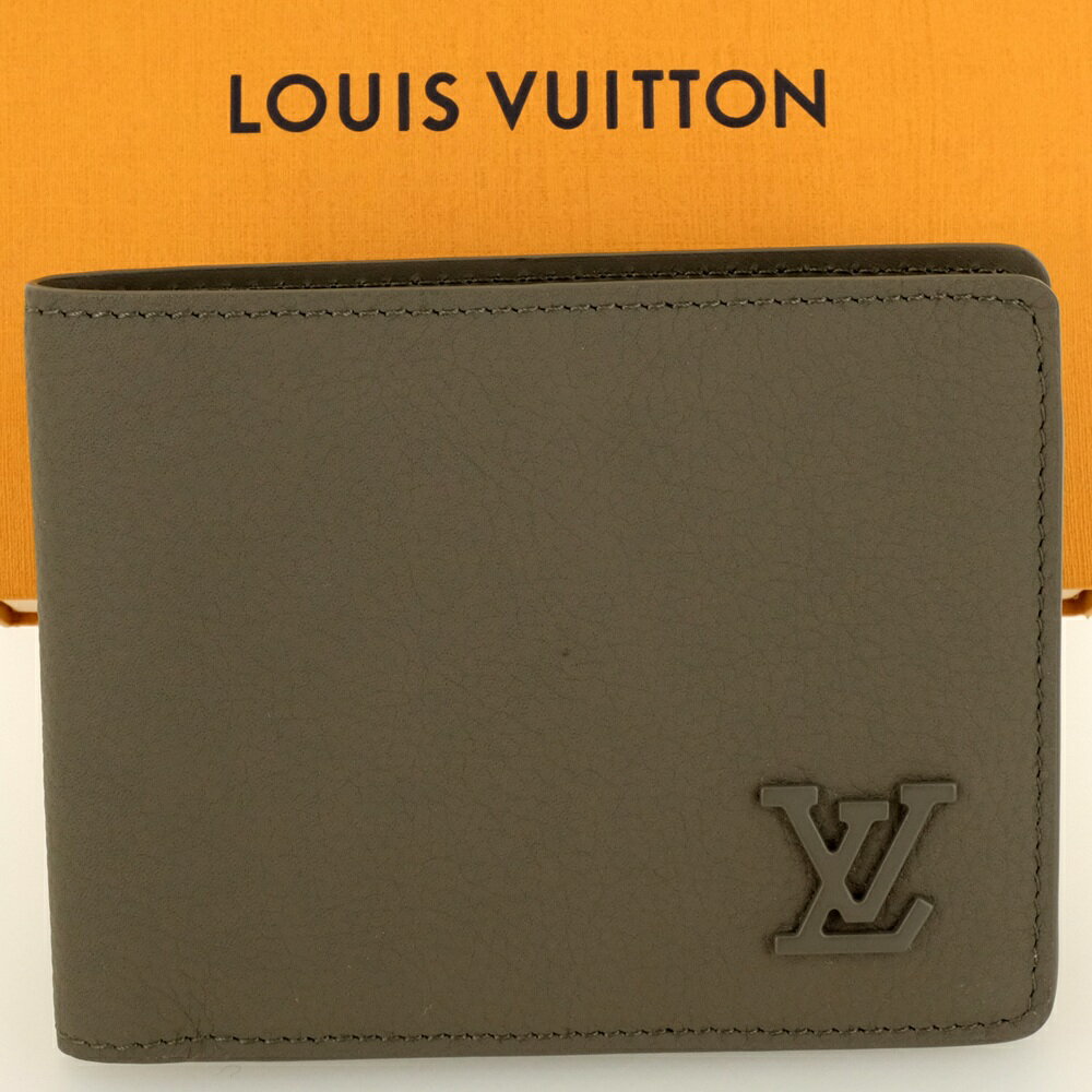 【未使用品】LOUIS VUITTON ルイヴィトン ポルトフォイユ・ミュルティプル 二つ折り財布（小銭入れなし） アエログラム・レザー カーキ M81734 RFID（ICチップ入り）のサムネイル