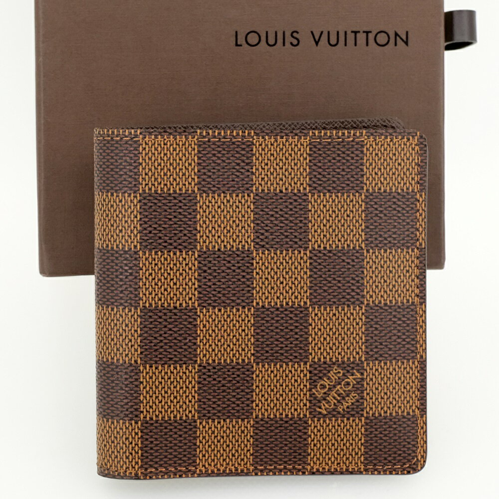 【新品同様】LOUIS VUITTON ルイヴィトン ポルト ビエ 6カルト クレディ 二つ折り財布（小銭入れなし）ダミエ N61666 箱 保存袋 【中古】