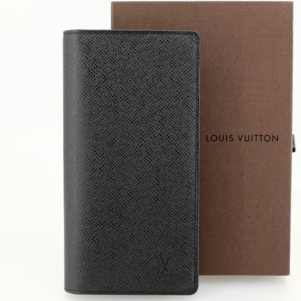 【美品】LOUIS VUITTON ルイヴィトン ポルトフォイユ ブラザ 長財布（小銭入れあり） タイガ ノワール 黒 M30501 ※イニシャル入り「T.N」【中古】