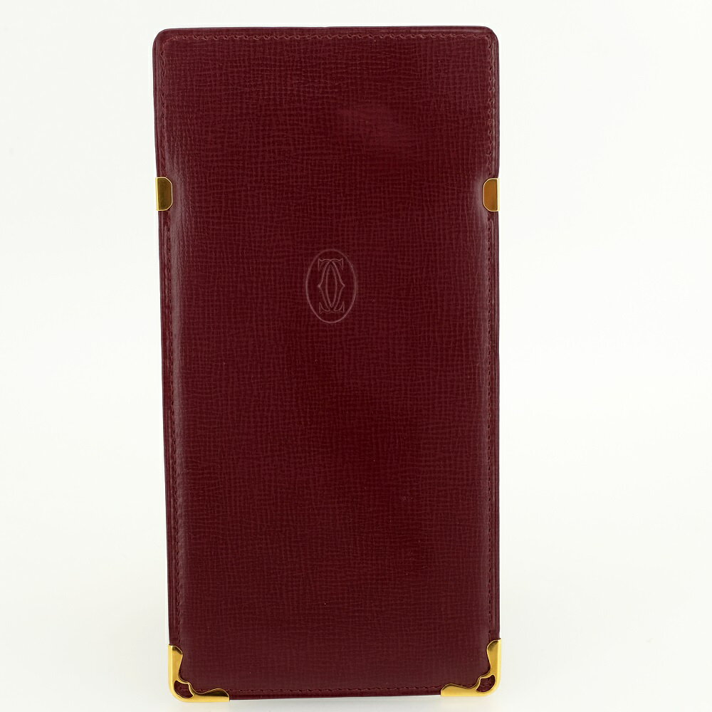 【新品同様】Cartier カルティエ メガネケース マストライン ボルドー レザー ゴールド金具 眼鏡ケース 【中古】
