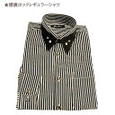 ★半額【訳あり】8000円→1780円 【襟配色ラインストーン付 襟裏ホックレギュラーシャツ(長袖)】(黒・ブラック)(Mサイズ)※返品不可