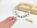 蛍石&水晶平切子【数珠・女性用】