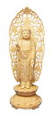 『仏像如来象』柘植略式丸台 浄土(金泥付) 唐草光背 4.0寸