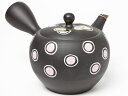 急須(黒泥丸形ピンク丸紋 帯網) homura5-195お茶のふじい・藤井茶舗