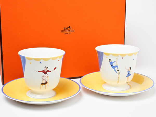 エルメス　サーカス　ペア　カップ＆ソーサー　hermes-25お茶のふじい・藤井茶舗