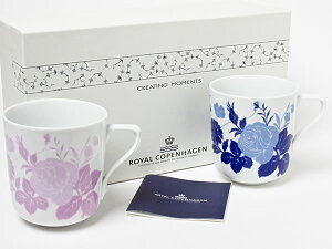 ロイヤルコペンハーゲン　フラワーシルエット BLUE＆PINK　ペアカップ　copen-11お茶のふじい・藤井茶舗