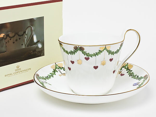 ロイヤルコペンハーゲン　スターフルーテッド（クリスマス）ハイハンドル　カップ＆ソーサー copen-27お茶のふじい・藤井茶舗