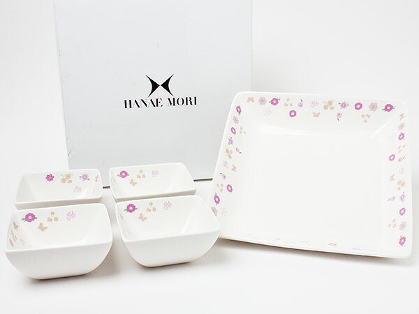 HANAE MORI（ハナエモリ）オードブルセット（プレート1枚、小皿4枚）小花柄　hanaemori-22お茶のふじい・藤井茶舗