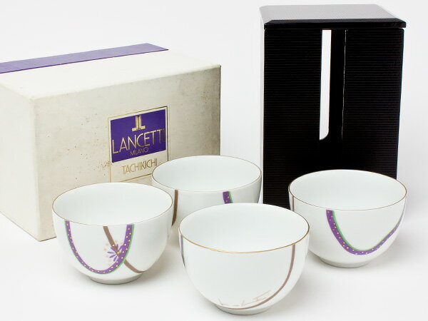 たち吉 たち吉（LANCETTI MILANO）お茶&#21534;茶碗4客セット（プラスチックケース入り）　un66お茶のふじい・藤井茶舗