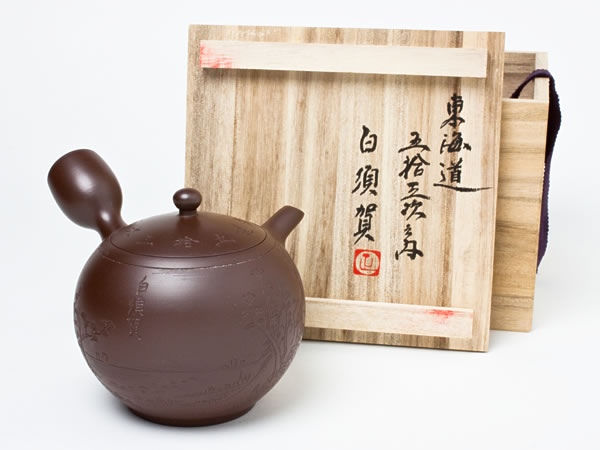 特注品 舘 正規 作　萬古焼急須（東海道53次）55セット内　白須賀　K-32shirasukaお茶のふじい・藤井茶舗