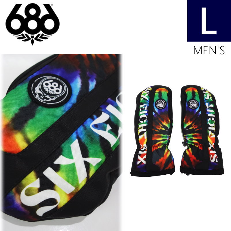 楽天Snowboard＆Ski オフワン国道16号●23-24 686 TEAM MERINO MITTEN カラー:GRATEFUL DEAD BLACK TIE DYE Lサイズ シックスエイトシックス チームメリノ スキー スノーボード メンズ 手袋 防寒 防水日本正規品