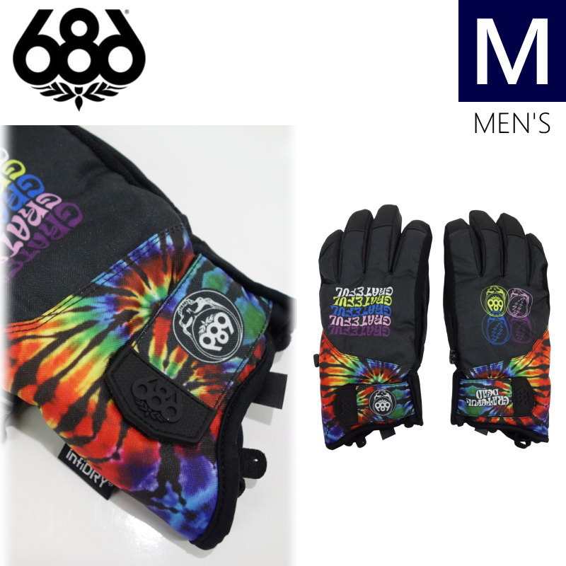 楽天Snowboard＆Ski オフワン国道16号●23-24 686 PRIMER GLOVE カラー:GRATEFUL DEAD BLACK TIE DYE Mサイズ シックスエイトシックス プライマー スキー スノーボード メンズ 手袋 防寒 防水日本正規品