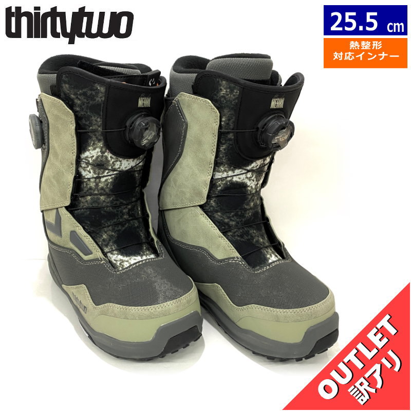 【訳アリアウトレット】24-25 THIRTYTWO TM-2 DOUBLE BOA WIDE MERRILL カラー:GREY 25.5cm サーティーツー メンズ スノーボードブーツ ダブルボア ダイヤル式 熱成型対応 日本正規品
