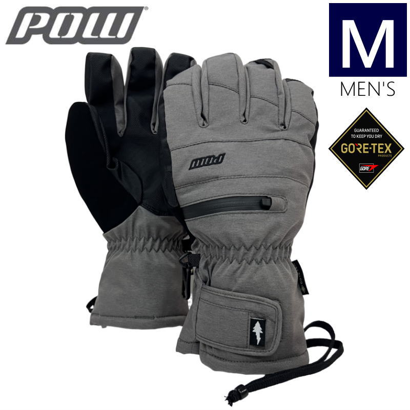 【即納】 ○22-23 POW WAYBACK GORE-TEX SHORT GLOVE（ライナー無） カラー:GREY Mサイズ パウ スキー スノーボード グローブ メンズ　GORE-TEX ゴアテックス 手袋 防寒 防水 型落ち 日本正規品