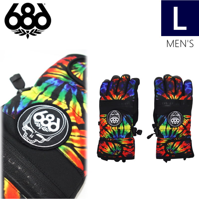 楽天Snowboard＆Ski オフワン国道16号●23-24 686 RECON GLOVE カラー:GRATEFUL DEAD BLACK TIE DYE Lサイズ シックスエイトシックス レコン スキー スノーボード メンズ 手袋 防寒 防水日本正規品