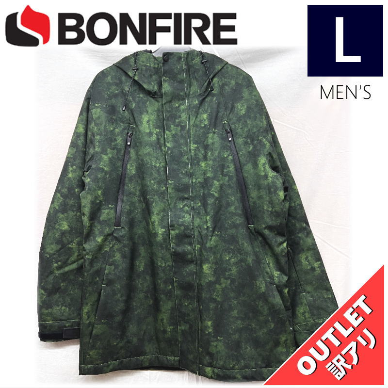 【73%OFF/OUTLET】 BONFIRE STATIC INS JKT カラー:GREEN WATERCOLOR Lサイズ メンズ スノーボード スキー ...