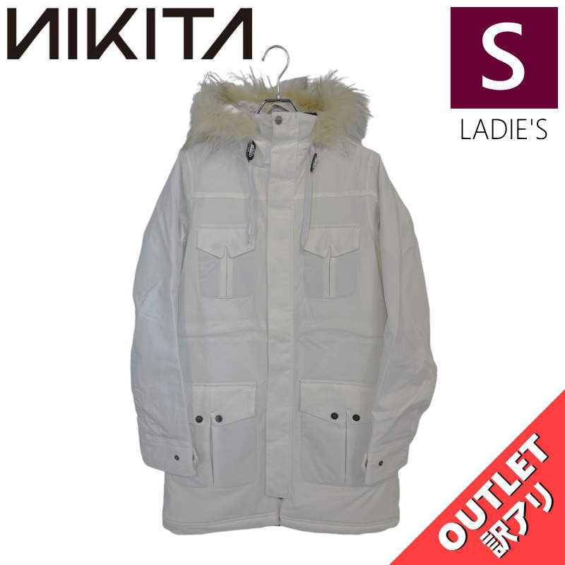 【OUTLET】 NIKITA STATIC PARKA JKT WHITE Sサイズ ニキータ スタティック ジャケット JACKET スノボウェア レディース スノーボード スキー シンプルスタイル 型落ち アウトレット 日本正規品