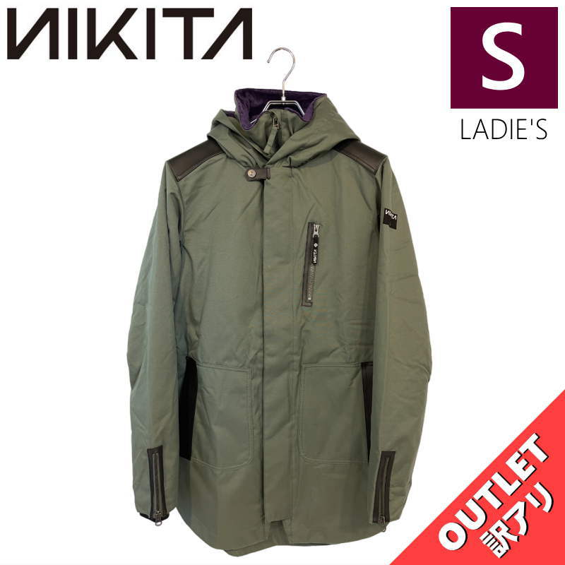 【OUTLET】 NIKITA DISTORTION PARKA JKT FATIGUE Sサイズ ニキータ ディストーション パーカ ジャケット JACKET スノボウェア レディース スノーボード スキー シンプルスタイル 型落ち アウトレット 日本正規品