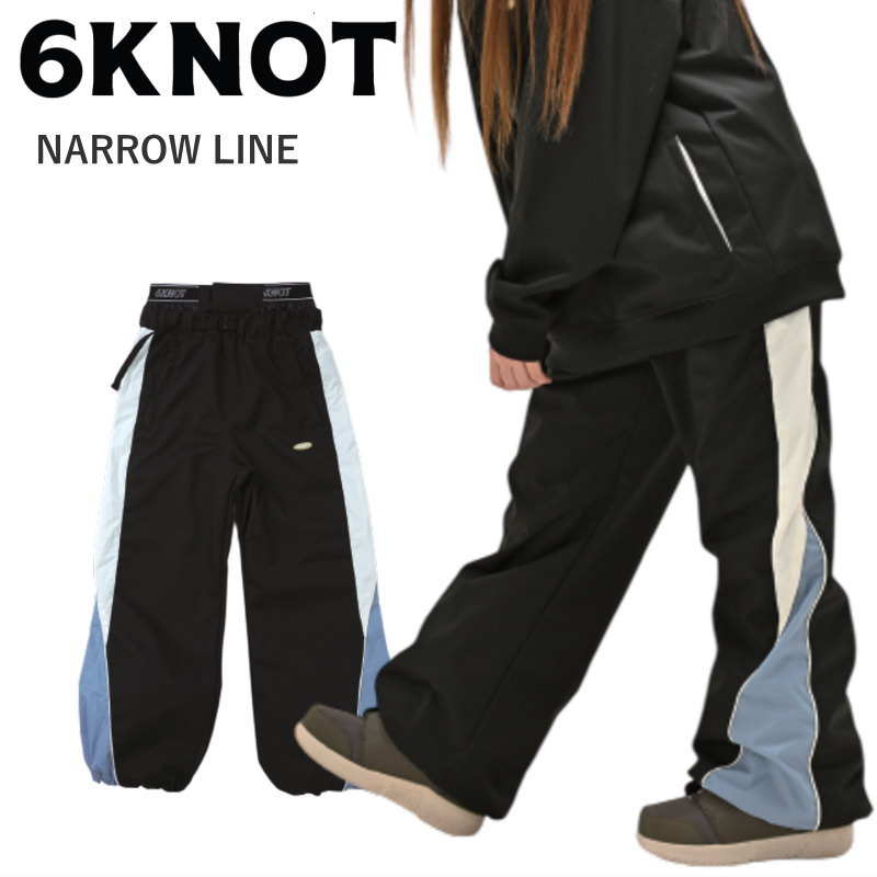 ◎ 24-25 6KNOT NARROW LINE PNT カラー:OFF BLACK 6K2408 シックスノット スノーボード スノボウェア レディース オーバーサイズ パン..