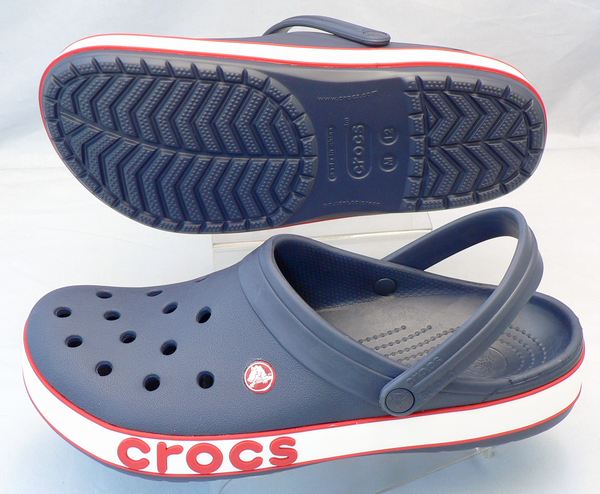 【クロックス31cm】【送料込】CROCS：ボールド ロゴ クロッグ：紺×赤(206021-4CC Crocband bold logo Clog)：ビッグサイズ：大きいサイズ：サンダル31cm