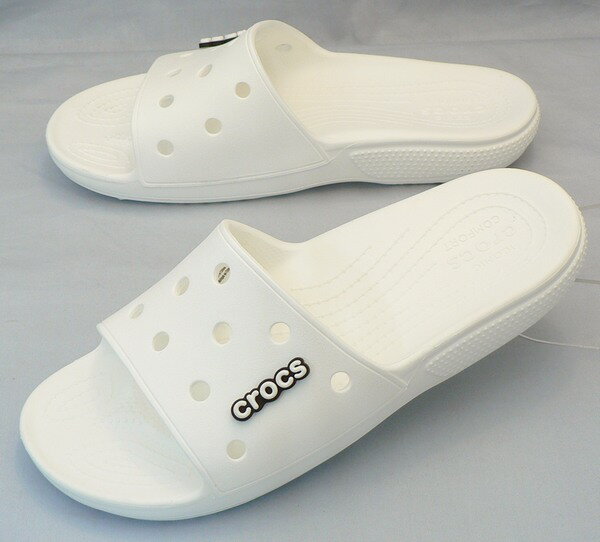 【クロックス30cm】CROCS：クラシック クロックス スライド：白(206121-100 classic crocs slide)：ビッグサイズ：大きいサイズ：サンダル30cm