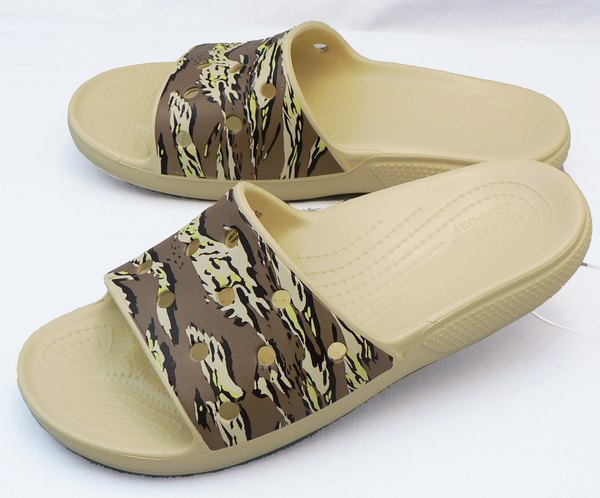【クロックス31cm】CROCS：クラシック クロックス プリンテッド カモ スライド：ボーン(207280-2Y2 classic crocs printed camo slide)：ビッグサイズ：大きいサイズ：サンダル31cmのサムネイル