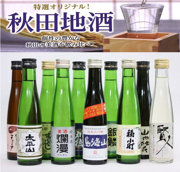 秋田の日本酒呑みくらべ十撰　日本酒　飲み比べ 【楽ギフ_包装】．【楽ギフ_のし宛書】