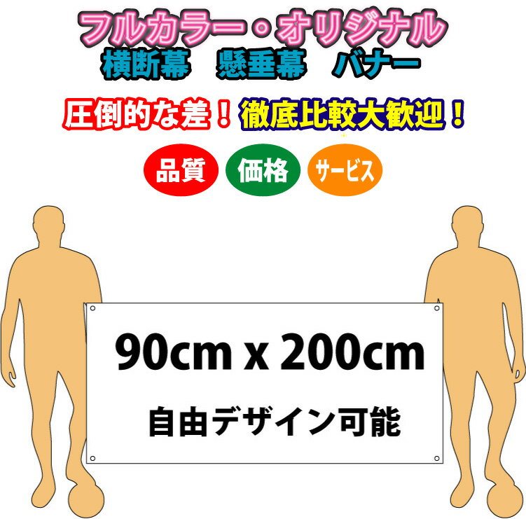 フルデザイン横断幕　90cm x 200cm　布