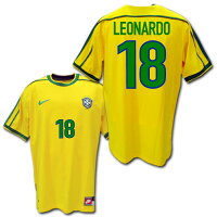 【楽天市場】【復刻】 ブラジル代表 1998 ホーム（黄色） #18 LEONARDO レオナルド ナイキ製：O.K.A.フットボール