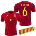 【豪華おまけ付き】 スペイン代表 2016 ホーム #6 A.INIESTA イニエスタ adidas【メール便送料無料】