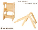 【送料無料】【商品検品・包装発送】【お客様組立品】【モンテッソーリ】 KANGAERU カンガエル Learning Tower ラーニングタワー Piklar Triangle ピックラー・トライアングル Montessori 2点セット 室内用遊具 すべり台 ロッククライミング 踏み台 子ども椅子　台所育児