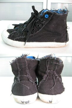 ★定番モデル【VANS/バンズ】26cm□V47TC HI SKOOL/ハイスクール□キャンバスハイカットスニーカー□ダメージ感□ブラック×ブルー【中古】【あす楽可】