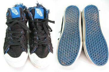 ★定番モデル【VANS/バンズ】26cm□V47TC HI SKOOL/ハイスクール□キャンバスハイカットスニーカー□ダメージ感□ブラック×ブルー【中古】【あす楽可】