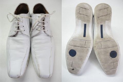 ★都会的スタイル【Hawkins/ホーキンス】7/25cm程度□ホワイト□カジュアルシューズ□スワール□外羽式□レザー/本革□ロングノーズ【中古】【あす楽可】