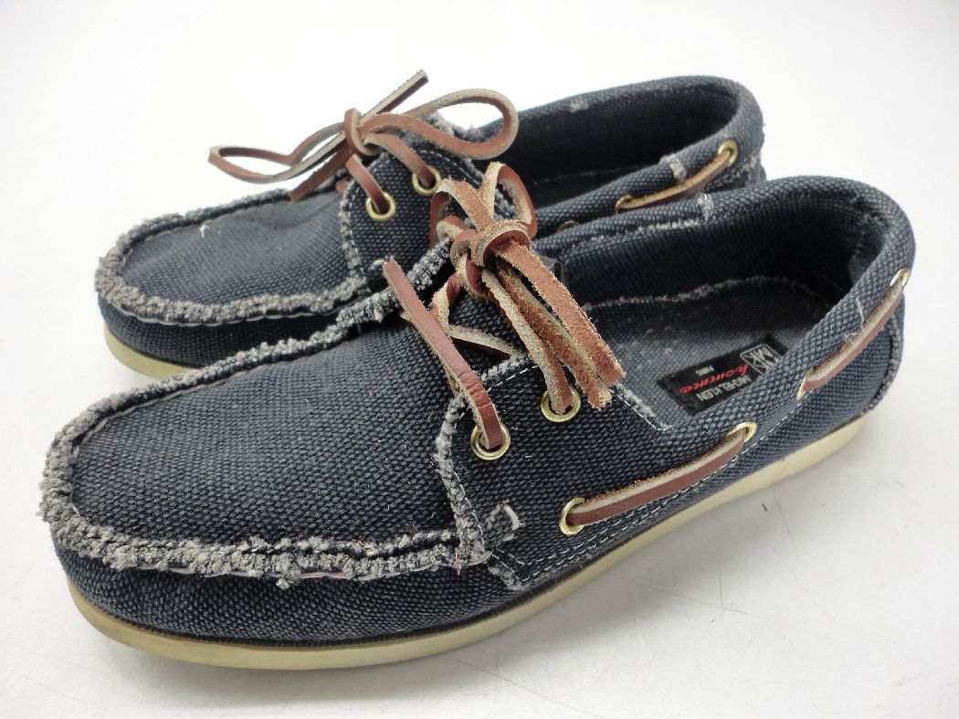 【MICHEL KLEIN homme】US8/EUR41/26cm程度◇デッキシューズ◇キャンバス◇ミッシェルクランオム◇ネイビーブルー◇カジュアル◇厚手素材...