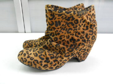 【中古】【あす楽可】未使用品♪超美品♪ソールが軟らかいのが嬉しい♪ヒョウ柄が可愛カッコイイ♪mysty woman(ミスティ ウーマン)☆ブーティ☆Lサイズ(23.5cm)☆ヒール高 約8.5cm