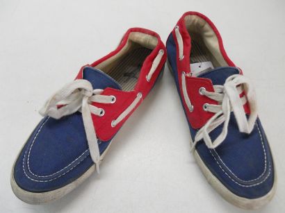 【中古】【あす楽可】◎定番デザイン★☆★GOLDEN RETRIEVER/ゴールデンレトリバー▼メンズデッキシューズ▼US9/27.0cm程度▼ネイビー×レッド...