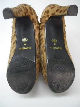 【中古】【あす楽可】◎状態良好▼Bonita/ボニータ▼レディースブーティ▼M/履いたところ23.5cm▼ベージュ◆豹柄/レオパード▼サイドジッパー▼セクシー/大人可愛い▼