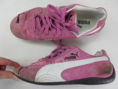 【中古】【あす楽可】◎PUMA/プーマ★☆★レディースカジュアルスニーカー▼UK4/US5/23.0cm▼ピンク▼スエード×サテン▼フェミニンな女性らしい一足▼