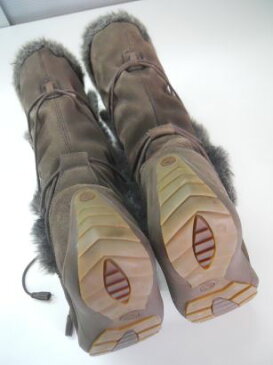【中古】【あす楽可】◎AIGLE/エーグル★☆★レディースハーフブーツ▼36/22.5-23.0cm程度▼ブラウン▼スエード▼モコモコ素材▼冬にピッタリな一足▼