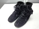 MINNETONKA/ミネトンカ■24.5cm程度■フリンジ レースアップ 編み上げ スエード フラット ショートブーツ■BLACK/ブラック/黒■柔らかい履き心地はカジュアルやボヘミアンに☆【中古】