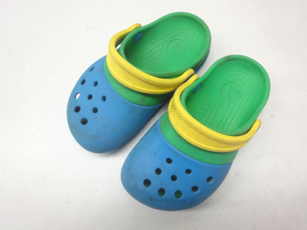 crocs/クロックス■c9(16.5cm)■electro 2.0 clog エレクトロ 2.0 クロッグ 15608 キッズ サンダル シューズ■Ocean/Grass Green オーシャン/グラスグリーン■カラフルなマルチカラーがとても綺麗です☆【中古】