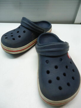 【中古】【あす楽可】crocs/クロックス■ラバーサンダル■J1(19.5cm)■ネイビー×ホワイト×レッド■素足感覚で履けるので、外で遊んだりお散歩するときにピッタリ♪