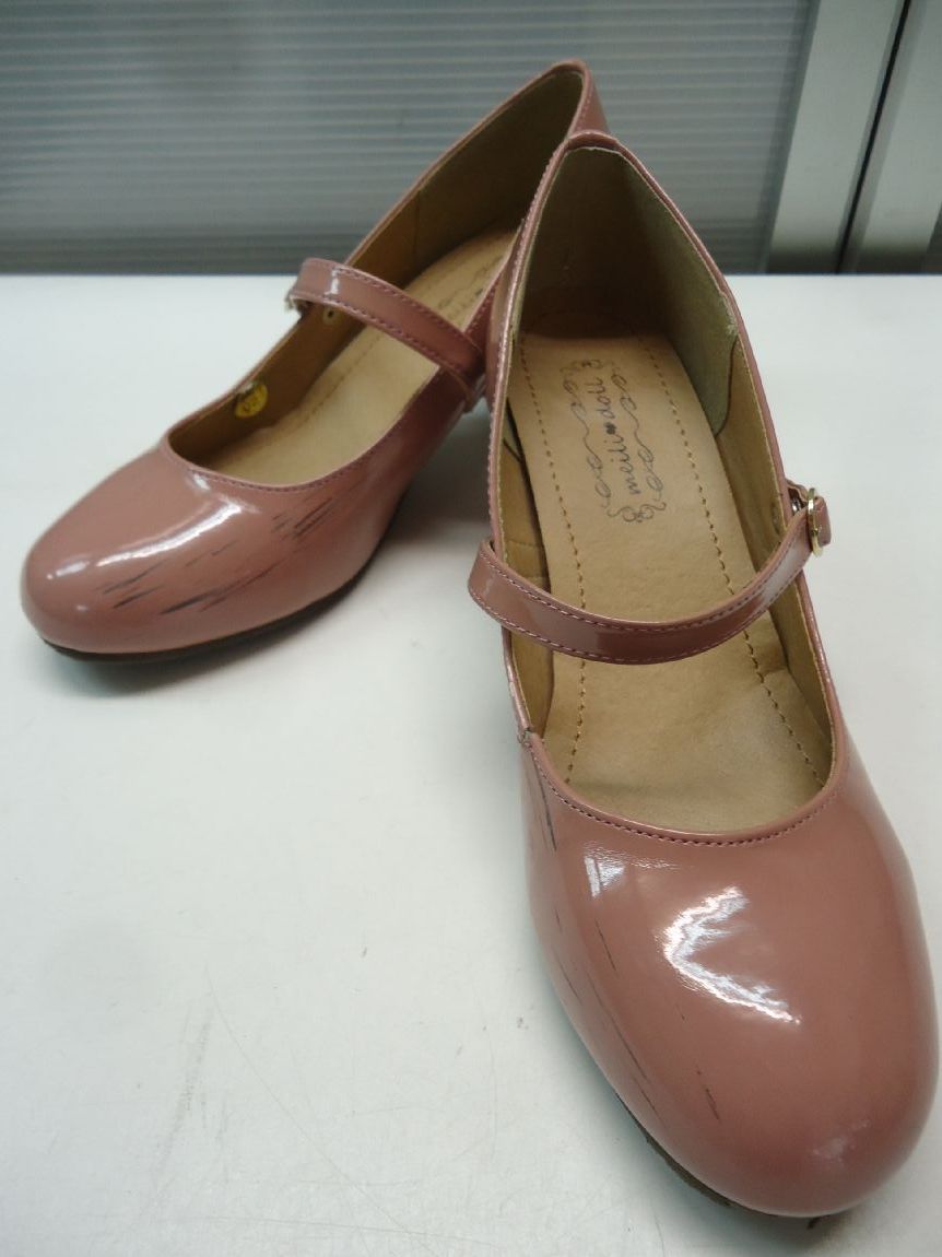 【中古】【あす楽可】meili doll/メイリードール■エナメルストラップパンプス■L(24.0cm程度)■ピンクベ..