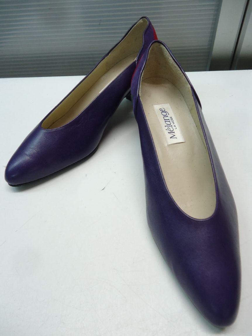 【中古】【あす楽可】Melange LA MODE/メランジェ■カラフルパンプス■23.5cm■パープル×レッド×グリーン■..