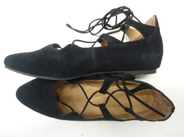 BEAUTY&YOUTH UNITED ARROWS/ビューティアンドユースユナイテッドアローズ■S(22.0cm〜22.5cm程度)■スウェードレースアップフラット ローヒールパンプス■ブラック■スウェードのアッパーに、ポインテッドトゥと華奢なシューレースが目を惹く女性らしいデザイン☆【中古】