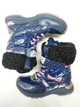 MOONSTAR/ムーンスター■22.0cm■Sugar シュガー ジュニア キッズ スノトレ ウインターブーツ スノーブーツ 7S 57-2■NAVY/ネイビー/紺色■ハートのチャームやファーのキラキラが女の子らしい一足☆冬の登園、通学に雪遊びにオシャレで機能的なブーツです◎【中古】