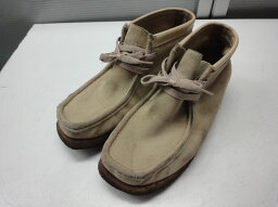 C.G.Lacal■25.5cm程度■ワラビーブーツ スエード スクエアトゥ レースアップ 編み上げ アンクル丈■BEIGE/ベージュ■シンプルなデザイン☆【中古】