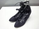 glifeed/グリフィード■M(23.0cm〜23.5cm程度)■スエード レースアップ 編み上げ パンプス■BLACK/ブラック/黒■足元をしっかりホールドしてくれるレースアップデザイン☆【中古】(4)