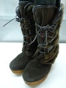 【中古】【あす楽可】alabama/アラバマ■スエードミドルブーツ 93-4632/ウェッジレースアップブーツ■37(23.5cm程度)■チョコ■もこもこボア素...